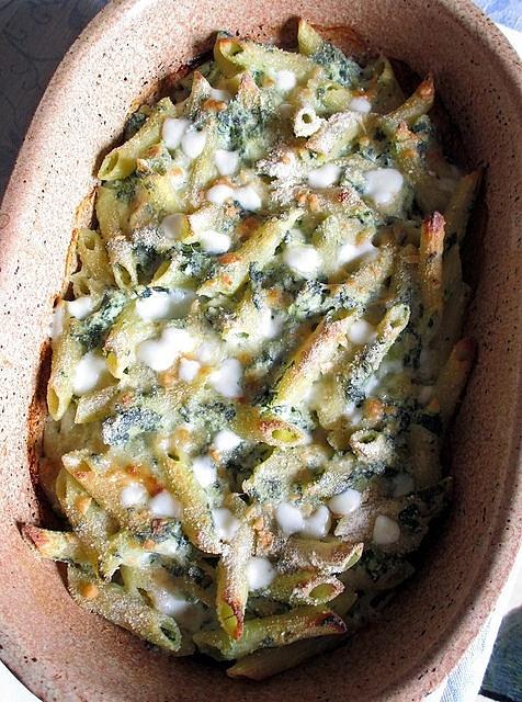 Pasta al forno ze szpinakiem i ricottą