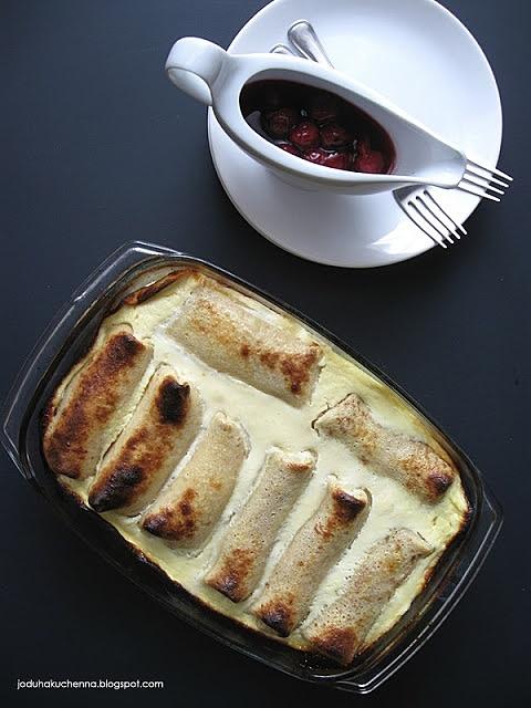 Zapiekane naleśniki z twarożkiem bananowym