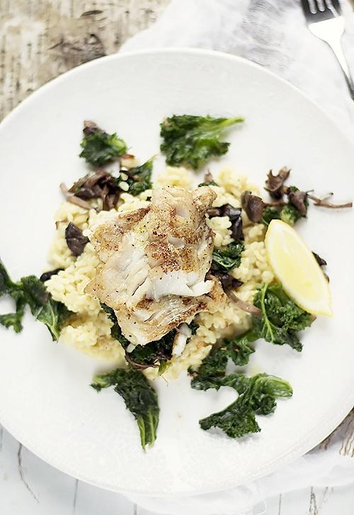 Risotto z jarmużem i grzybami
