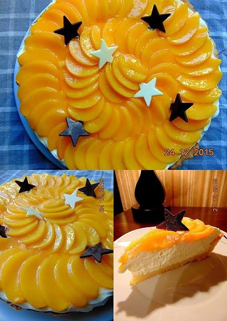 Tarta z kremem mascarpone i brzoskwiniami