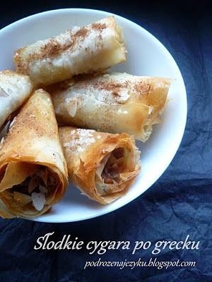 Słodkie cygara z ciasta filo