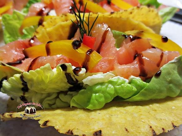 Muszle taco z łososiem wędzonym