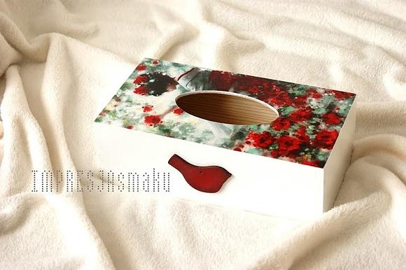 Chustecznik orientalny Japońki z kwiatami decoupage