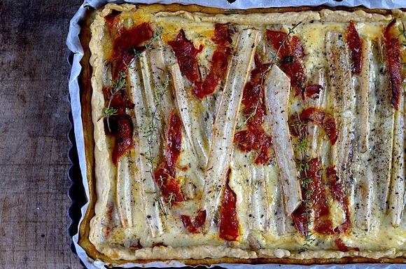 Skorzonera z chorizo - quiche