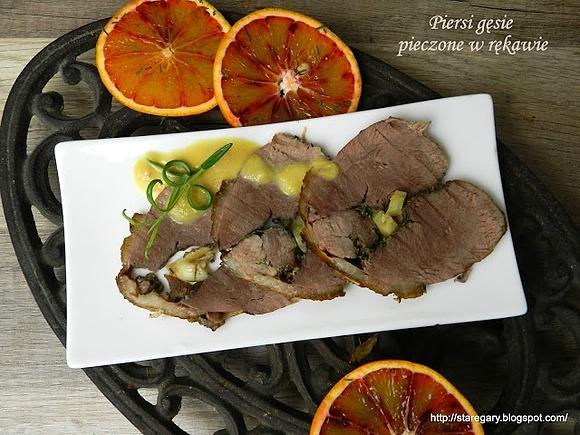 Gęsia pierś pieczona w rękawie