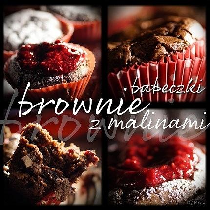 Babeczki brownie z malinami