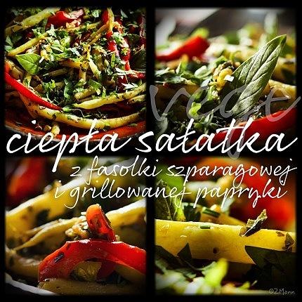 Ciepła sałatka z fasolki szparagowej i grillowanej papryki