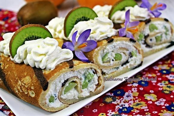 Naleśniki w paski z kiwi