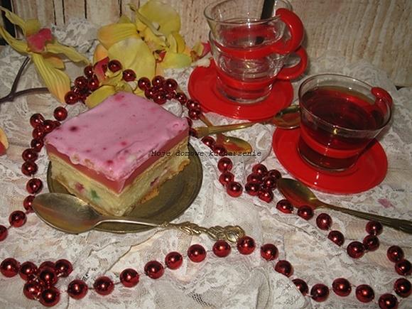 Ciasto bez pieczenia z kaszą manną, kisiel i galaretką