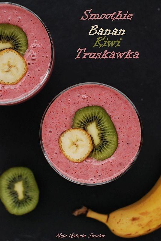 Smoothie banan kiwi truskawka