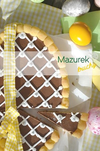 Mazurek kruchy z marmoladą i polewą czekoladową