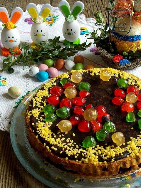 Mazurek owocowy z ciastem kruche i bakaliami