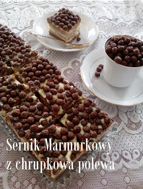Sernik marmurkowy z chrupkową polewą