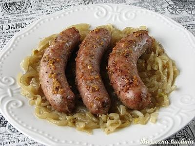 Biała kiełbasa pieczona z musztardą i miodem
