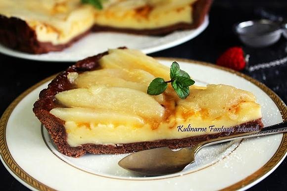 Tarta z budyniem i gruszkami