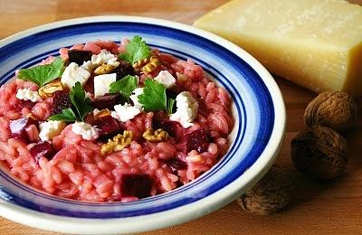 Różowe risotto z buraków