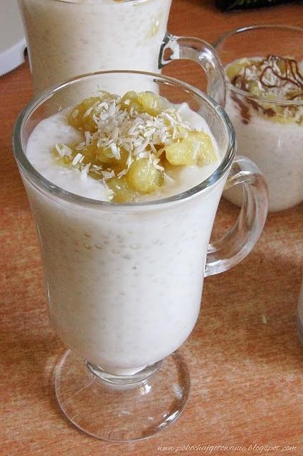 Kokosowy pudding z tapioki i smażonymi bananami
