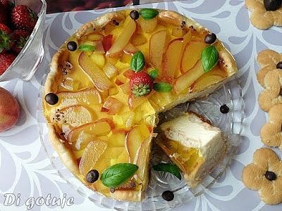 Ciasto brzoskwiniowe na zimno z serkami i galaretką