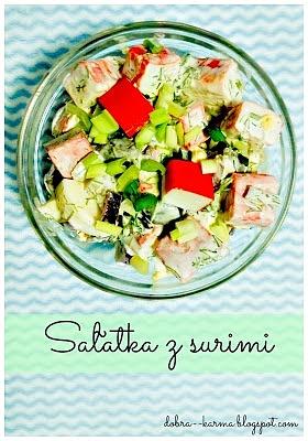 Sałatka z surimi, ogórkiem kiszonym i koperkiem