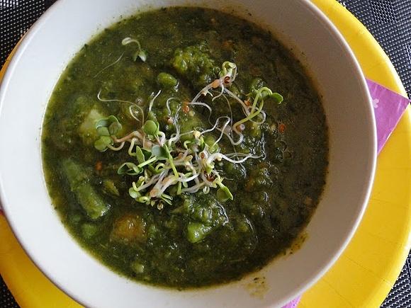 Zupa z zielonych warzyw i puree z dyni