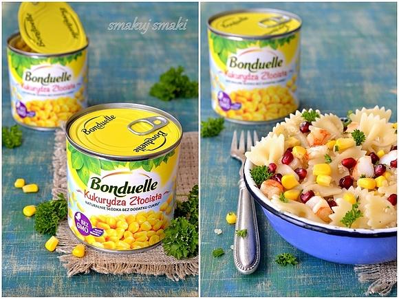 Sałatka makaronowa z kukurydzą krewetkami i quinoa