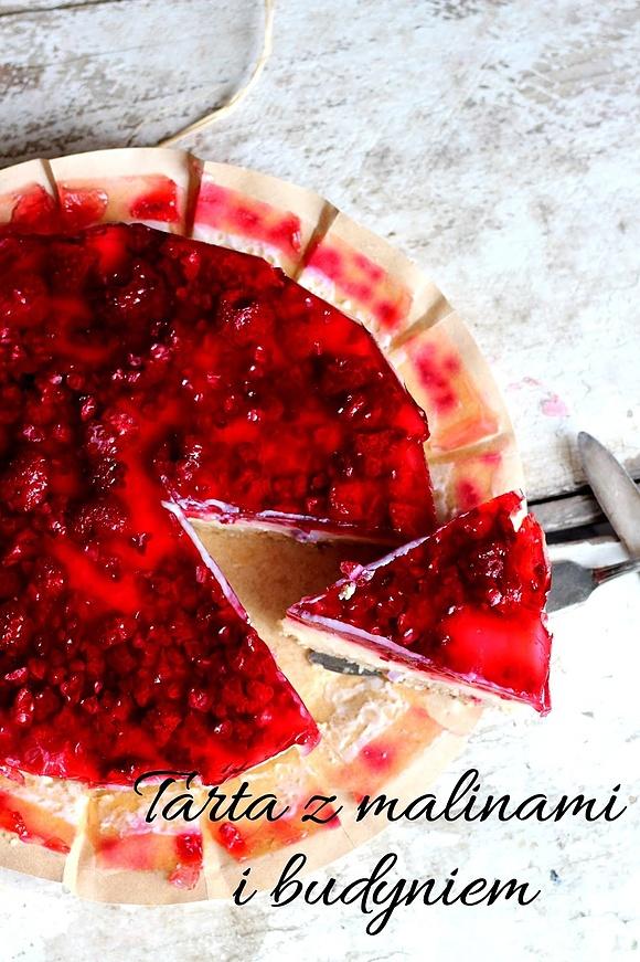 Tarta z malinami i budyniem