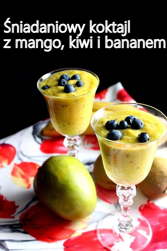 Śniadaniowy koktajl z mango, kiwi i bananem