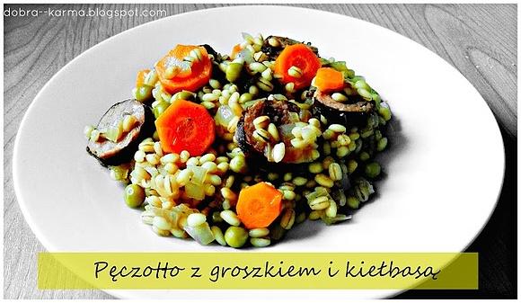Pęczotto z groszkiem i kiełbasą