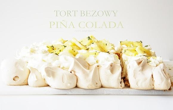 Bezowy tort piña colada