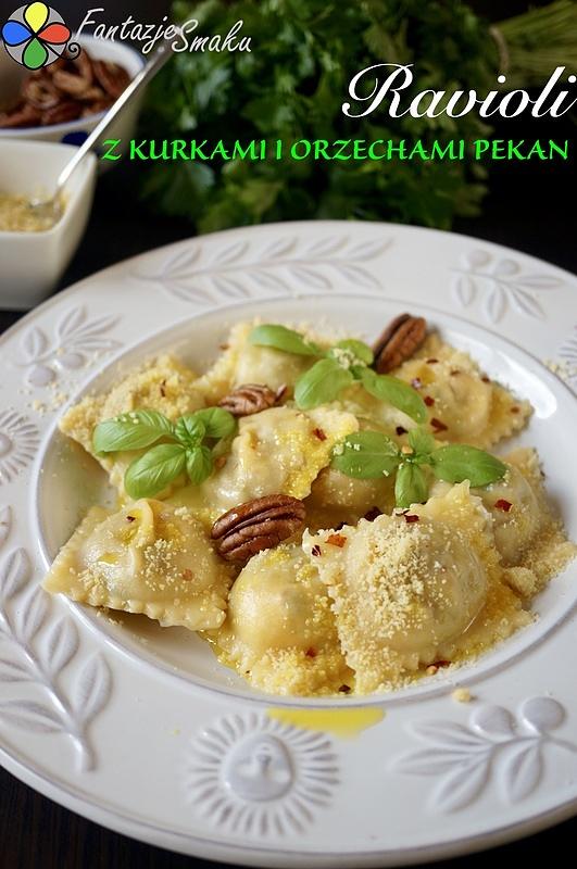 Ravioli z kurkami i orzechami pekan