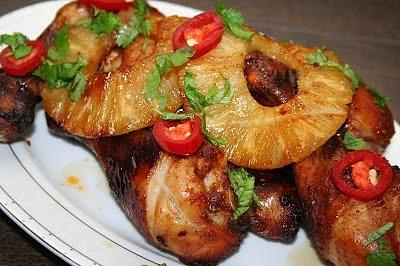 Udka w glazurze Teriyaki z ananasem