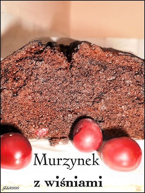 Murzynek z wiśniami, ciasto kakaowe z owocami