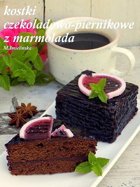 Kostki czekoladowo-piernikowe z marmoladą