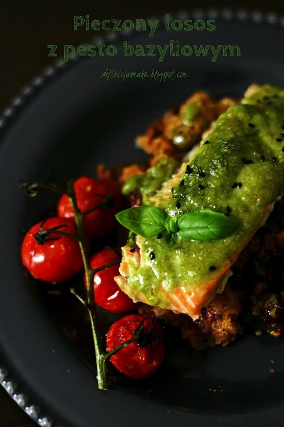 Pieczony łosoś z pesto