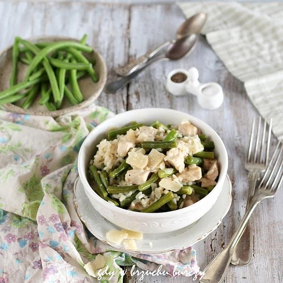 Risotto z fasolką szparagową i kurczakiem