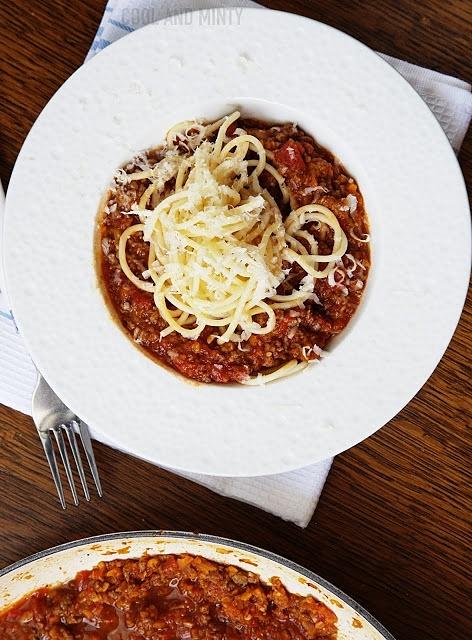 Spaghetti bolognese z dynią i świeżymi pomidorami