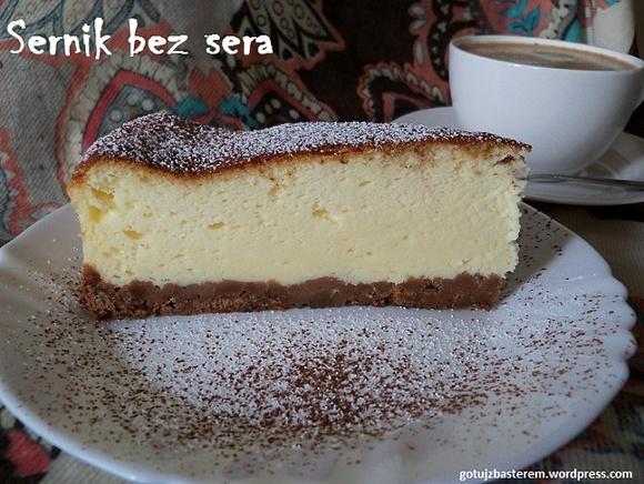 Sernik na bazie jogurtów i budyniu bez sera