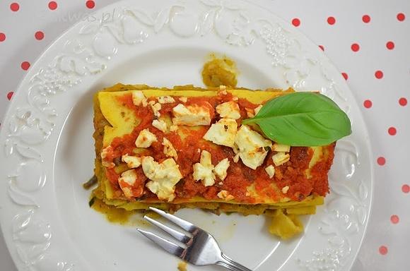 Lazania z dynią i pieczarkami