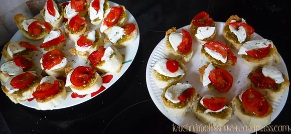 Przystawki z pesto, mozzarellą i pomidorami