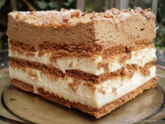Ciasto kawowe z pianką i kremem bez pieczenia