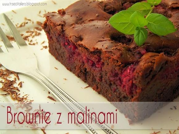 Brownie z malinami