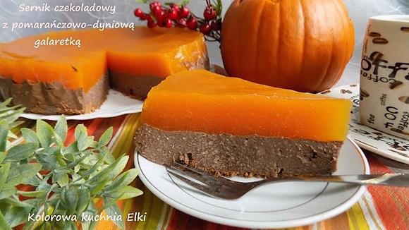 Sernik czekoladowy z pomarańczowo-dyniową galaretką