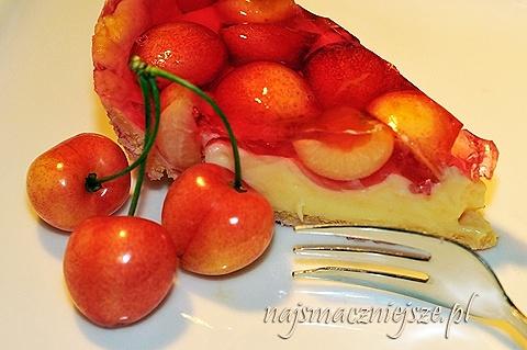 Tarta z czereśniami i budyniem