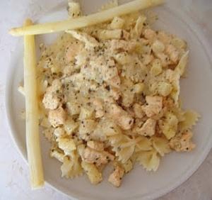 Farfalle z kurczakiem i sosem szparagowym