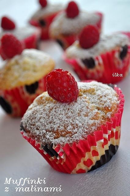 Muffinki z malinami na maślance