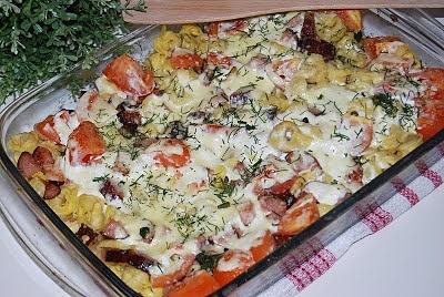 Tortellini zapiekane z boczkiem