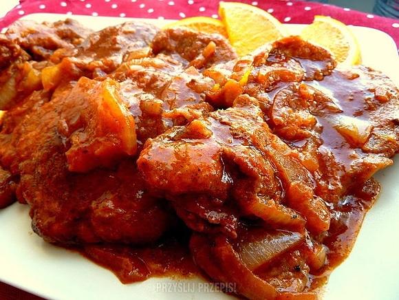 Schab w pomarańczach na czerwono
