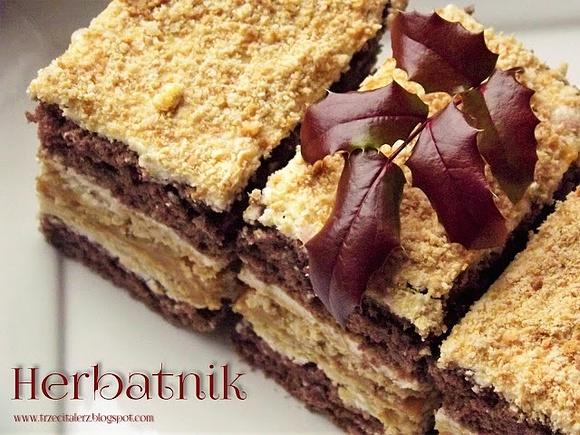 Ciasto herbatnik z warstwami kremu i toffi