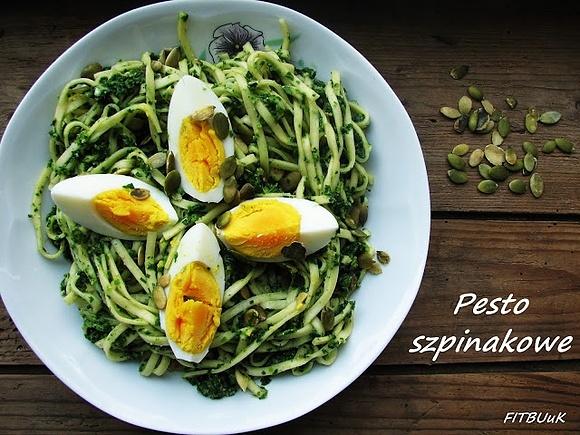 Pesto szpinakowe z makaronem