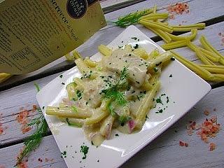 Makaron z dorszem w białym sosie